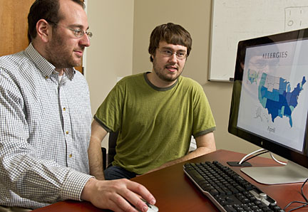 Johns Hopkins computer scientists Mark Dredze, left, and Michael J. Paul, found that Twitter posts could yield useful public health information. Photo by Will Kirk/Homewoodphoto.jhu.edu