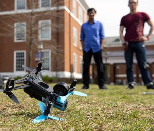 Johns Hopkins computer science grad students and their professor discovered three security flaws in a popular hobby drone, all of which can cause the small aircraft to make an "uncontrolled landing.” (Credit: Will Kirk/Johns Hopkins University)