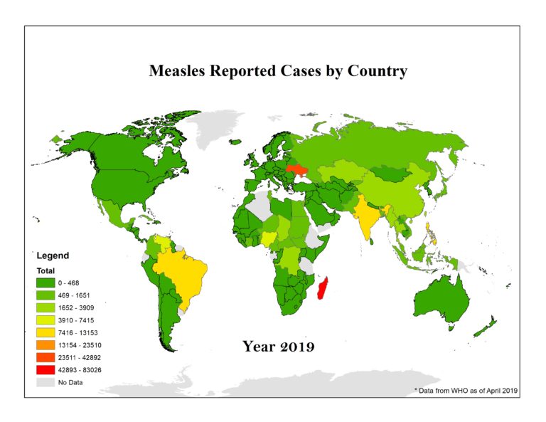Top 25 U.S. counties at risk for measles outbreaks in 2019